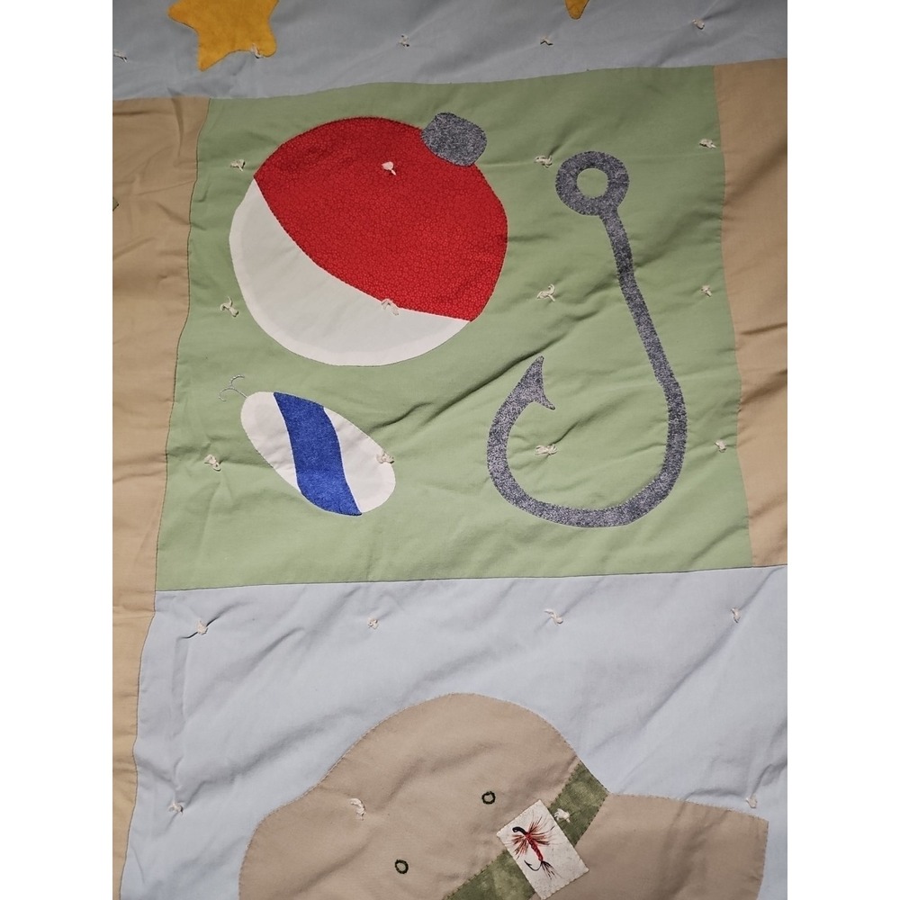 75x90 Twin Handmade Quilt, Quilting on the one side, Tan one piece on back. - Picture 6 of 11